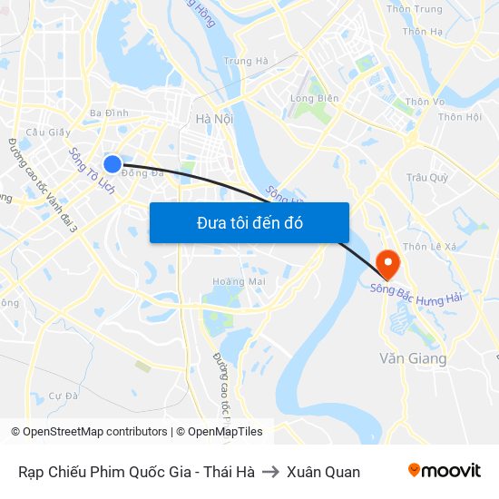 Rạp Chiếu Phim Quốc Gia - Thái Hà to Xuân Quan map
