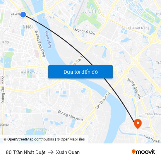 80 Trần Nhật Duật to Xuân Quan map