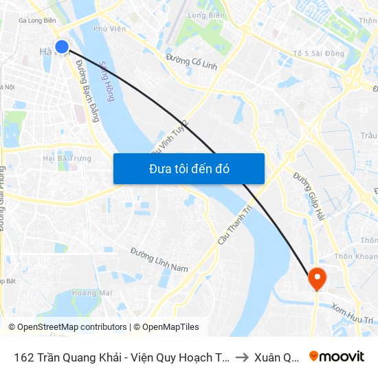 162 Trần Quang Khải - Viện Quy Hoạch Thủy Lợi to Xuân Quan map