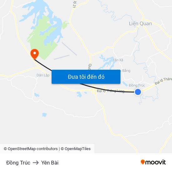 Đồng Trúc to Yên Bài map