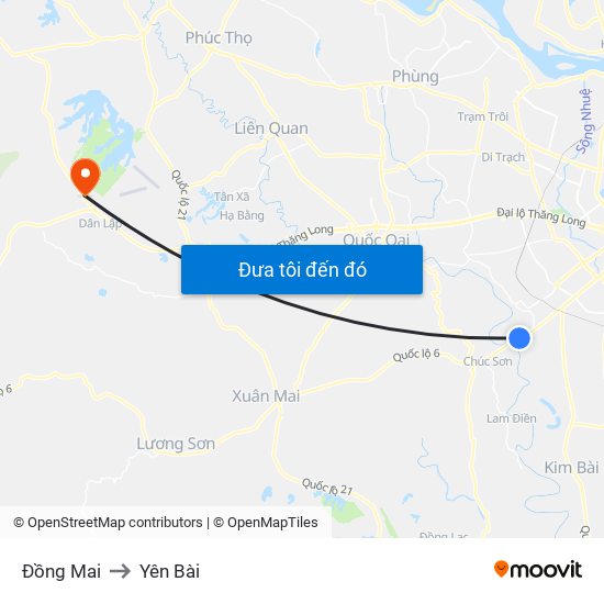 Đồng Mai to Yên Bài map