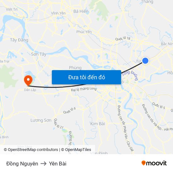 Đồng Nguyên to Yên Bài map