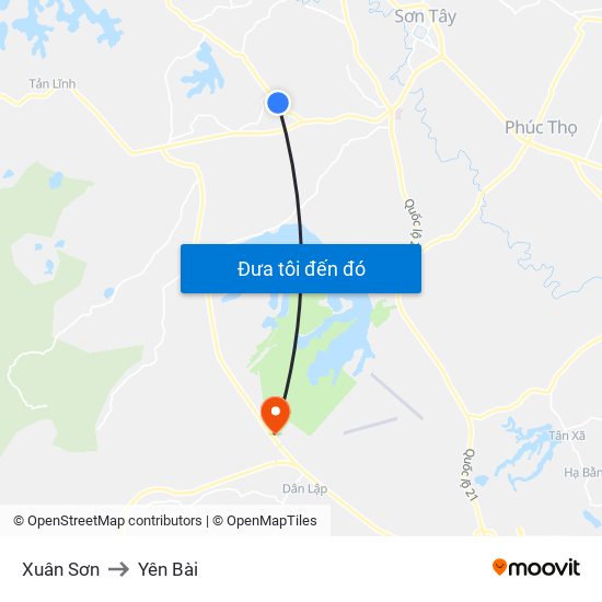 Xuân Sơn to Yên Bài map