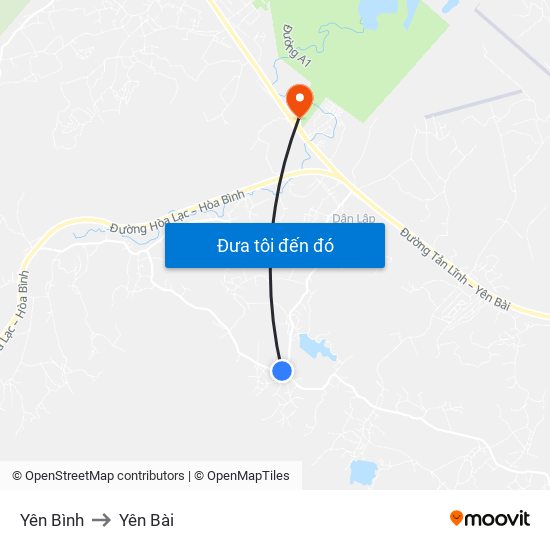 Yên Bình to Yên Bài map