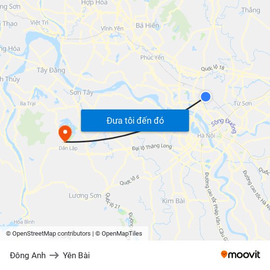 Đông Anh to Yên Bài map