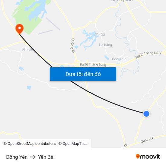 Đông Yên to Yên Bài map