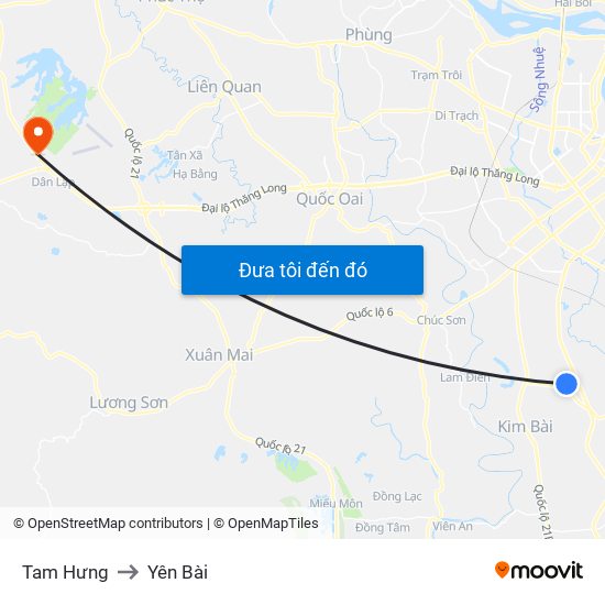 Tam Hưng to Yên Bài map