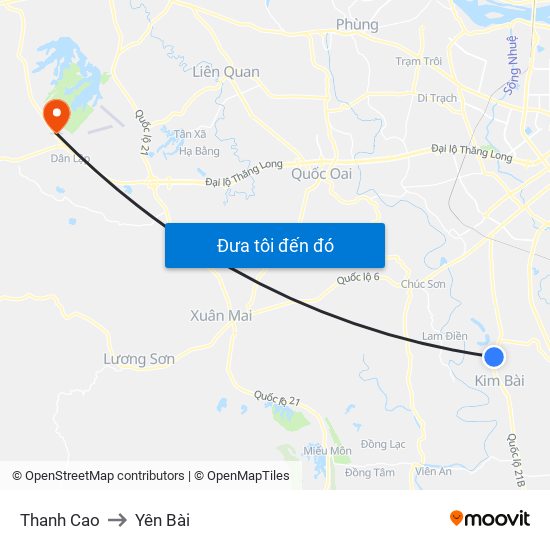 Thanh Cao to Yên Bài map