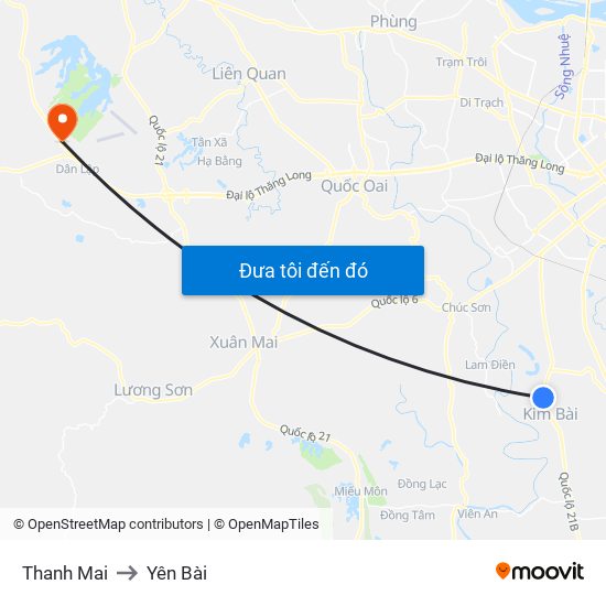 Thanh Mai to Yên Bài map
