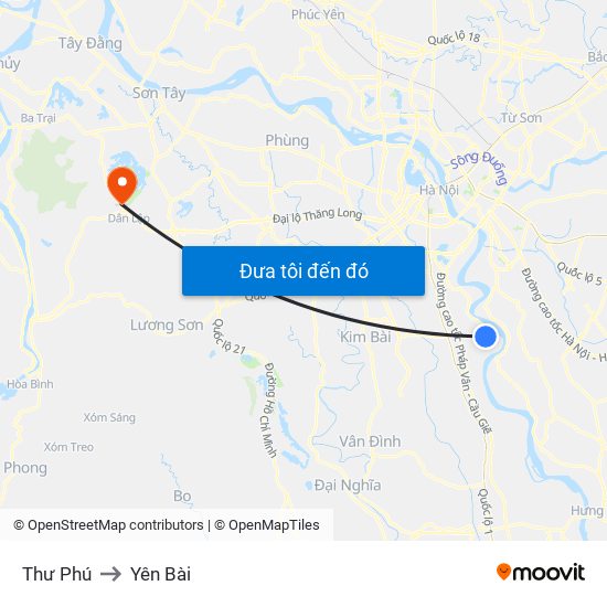 Thư Phú to Yên Bài map