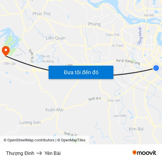 Thượng Đình to Yên Bài map