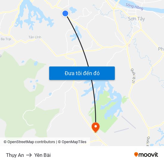 Thụy An to Yên Bài map