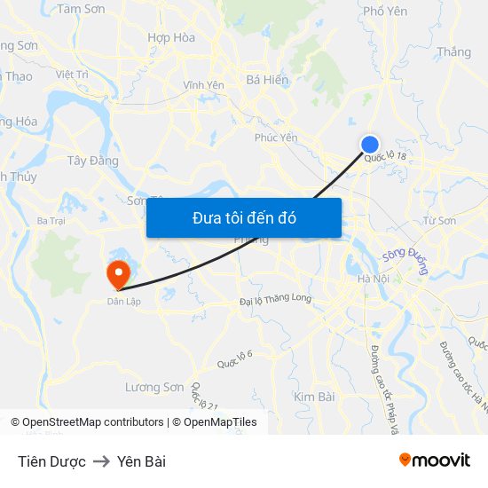 Tiên Dược to Yên Bài map