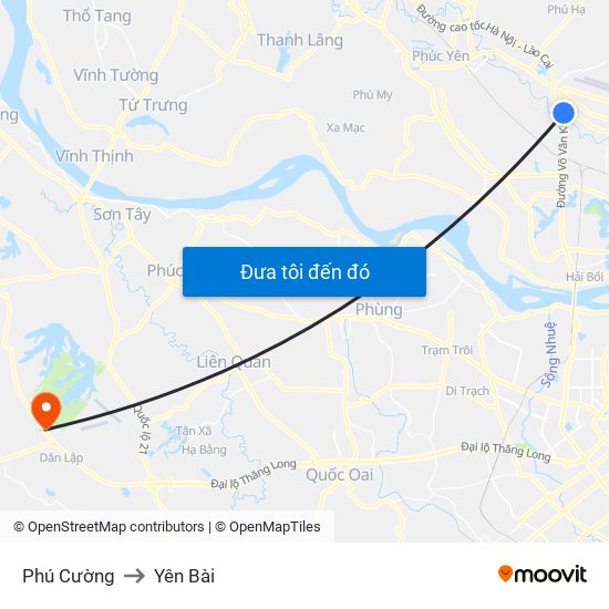 Phú Cường to Yên Bài map