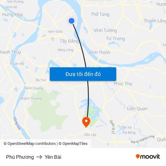 Phú Phương to Yên Bài map