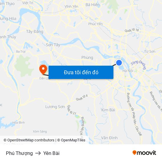 Phú Thượng to Yên Bài map