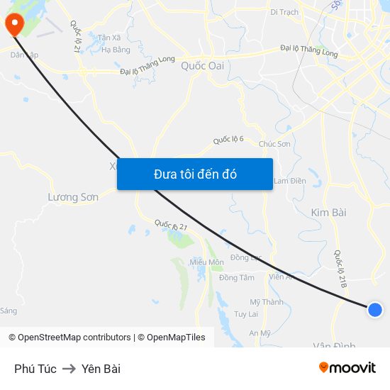 Phú Túc to Yên Bài map