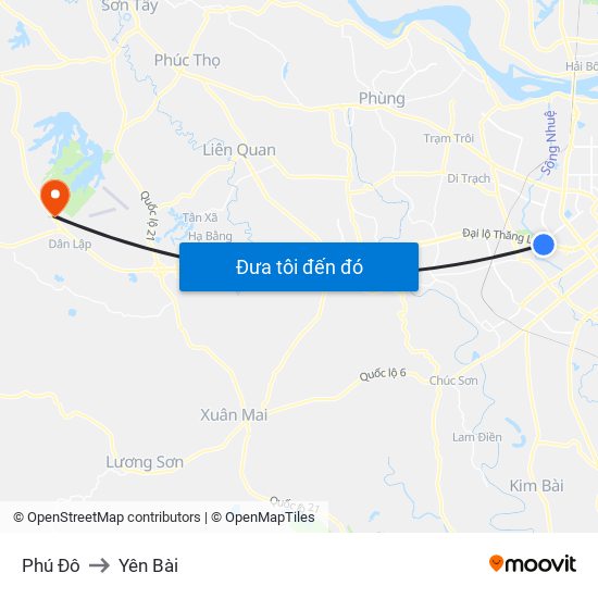 Phú Đô to Yên Bài map