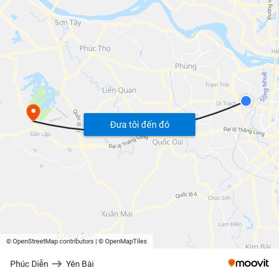 Phúc Diễn to Yên Bài map