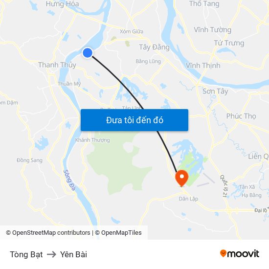 Tòng Bạt to Yên Bài map