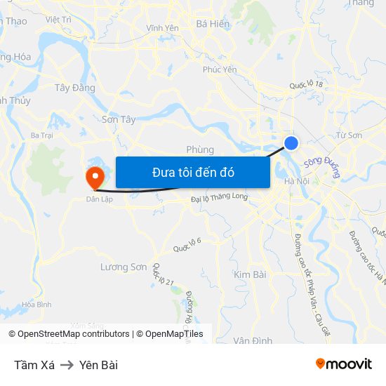 Tầm Xá to Yên Bài map