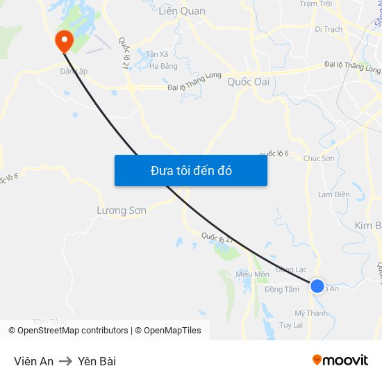 Viên An to Yên Bài map