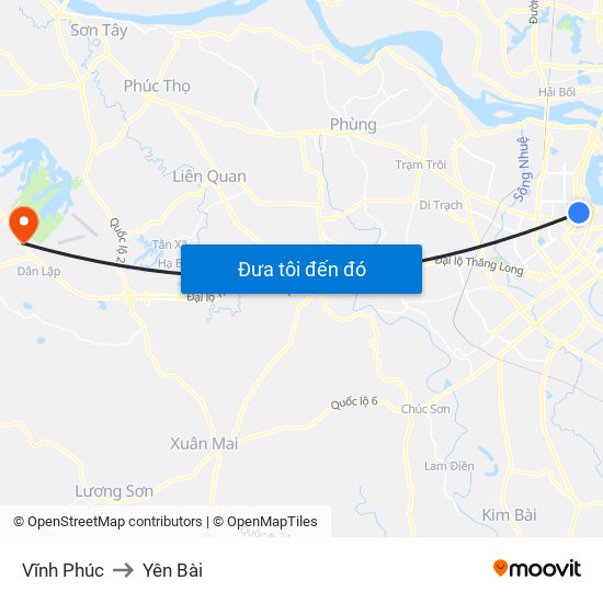 Vĩnh Phúc to Yên Bài map