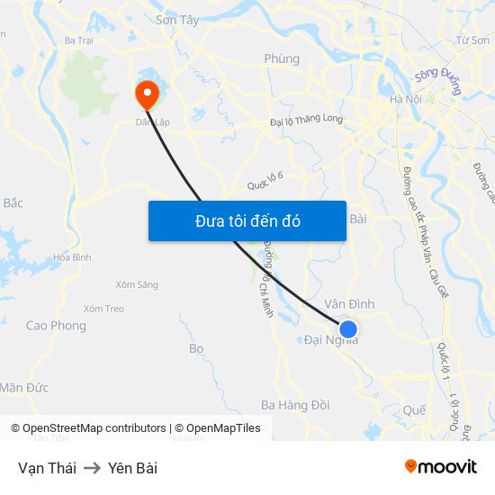 Vạn Thái to Yên Bài map