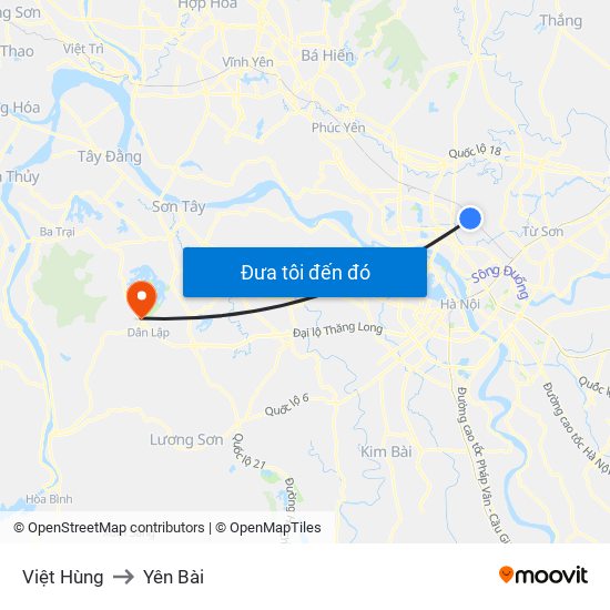 Việt Hùng to Yên Bài map