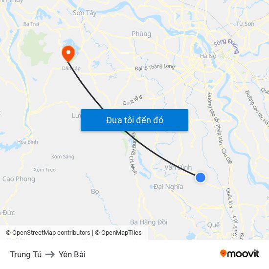 Trung Tú to Yên Bài map