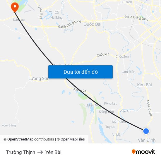 Trường Thịnh to Yên Bài map