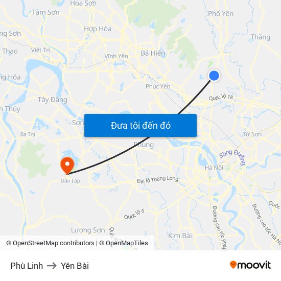 Phù Linh to Yên Bài map