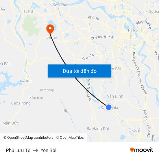 Phù Lưu Tế to Yên Bài map