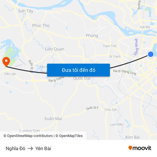 Nghĩa Đô to Yên Bài map