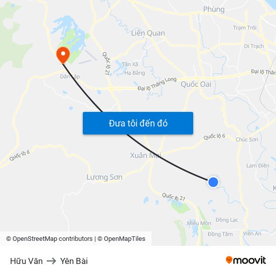 Hữu Văn to Yên Bài map