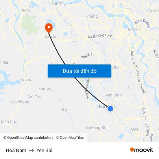 Hòa Nam to Yên Bài map