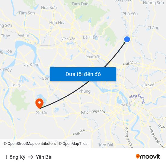 Hồng Kỳ to Yên Bài map