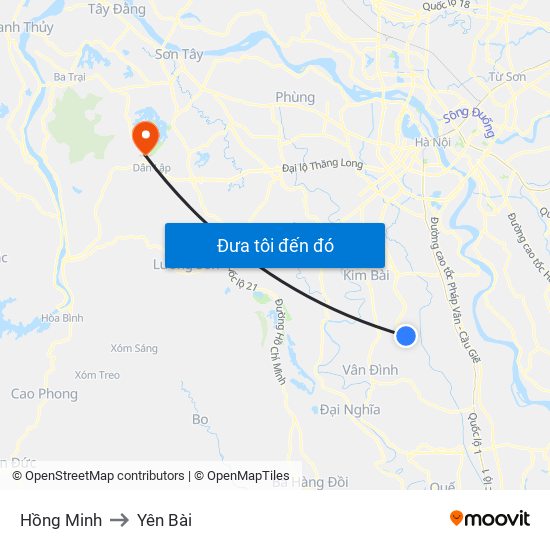 Hồng Minh to Yên Bài map
