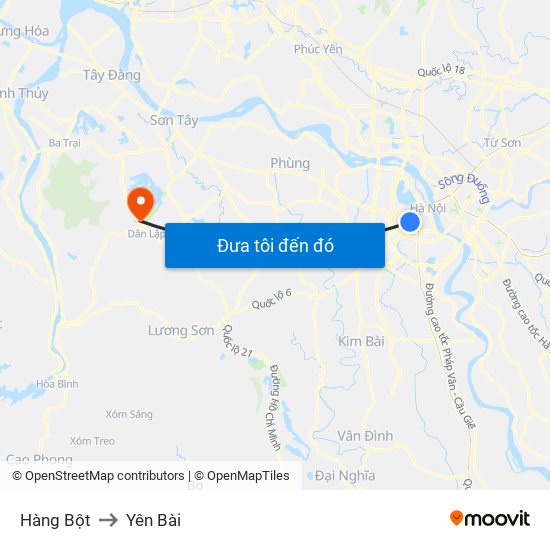 Hàng Bột to Yên Bài map