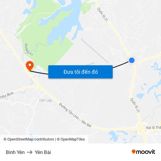 Bình Yên to Yên Bài map