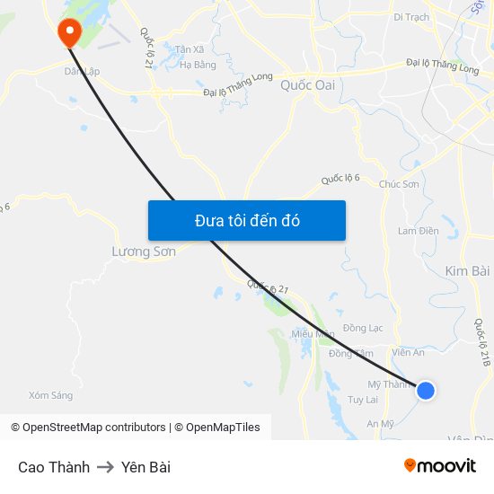 Cao Thành to Yên Bài map