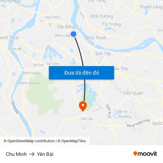 Chu Minh to Yên Bài map