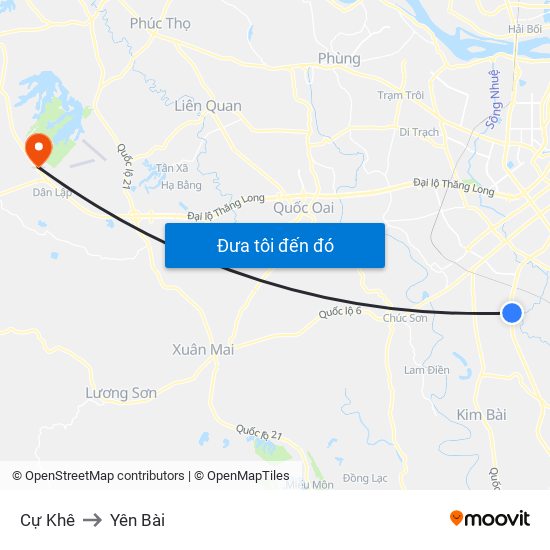 Cự Khê to Yên Bài map