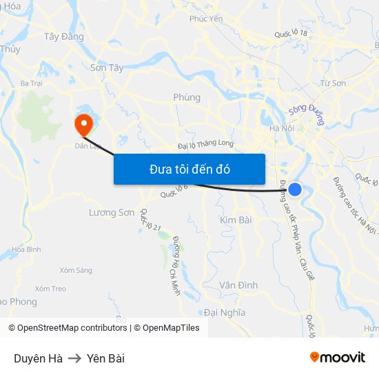 Duyên Hà to Yên Bài map