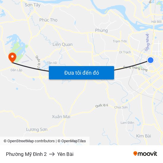 Phường Mỹ Đình 2 to Yên Bài map