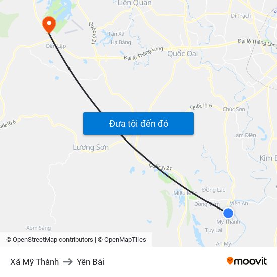 Xã Mỹ Thành to Yên Bài map