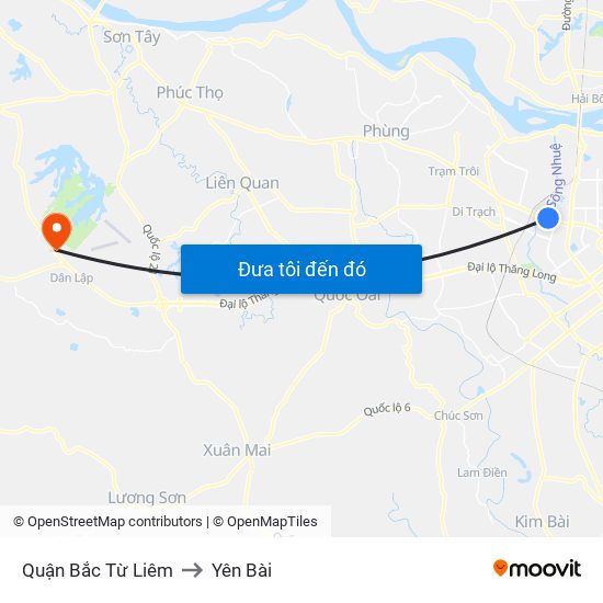 Quận Bắc Từ Liêm to Yên Bài map