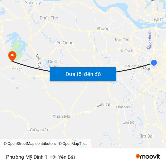 Phường Mỹ Đình 1 to Yên Bài map