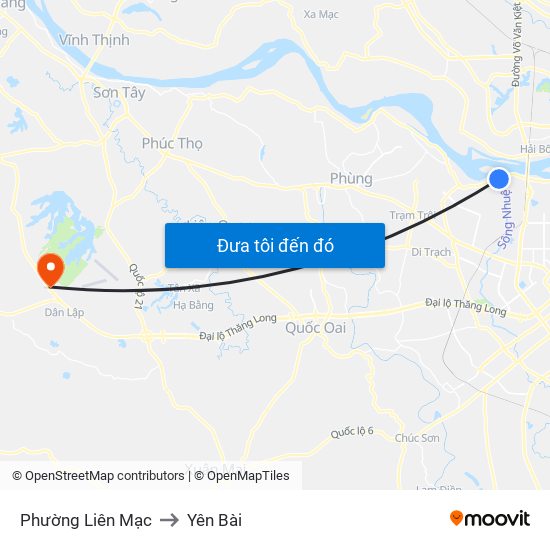 Phường Liên Mạc to Yên Bài map