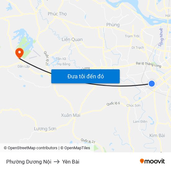 Phường Dương Nội to Yên Bài map